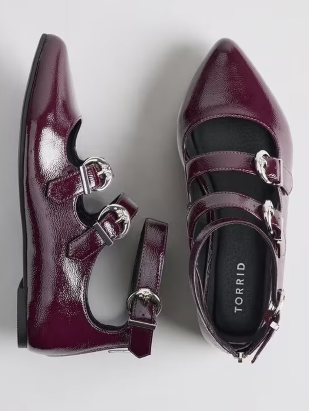 Torrid Buckle Pointed Toe Flats Shoes In Wine - 11 Wide